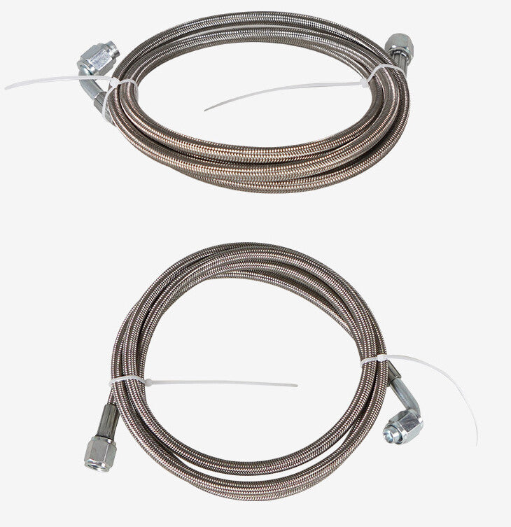 Turbine oil feed line 60-inch steel braided PTFE line 4AN 90° straight hose end PTFE