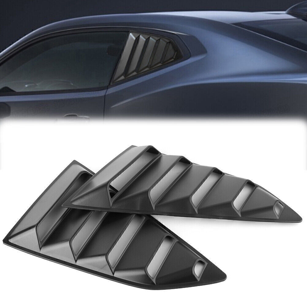 Louver Cover Vents Side Window 1/4 Quarter Matt Black Fit for Chevy Camaro 2016-2018
