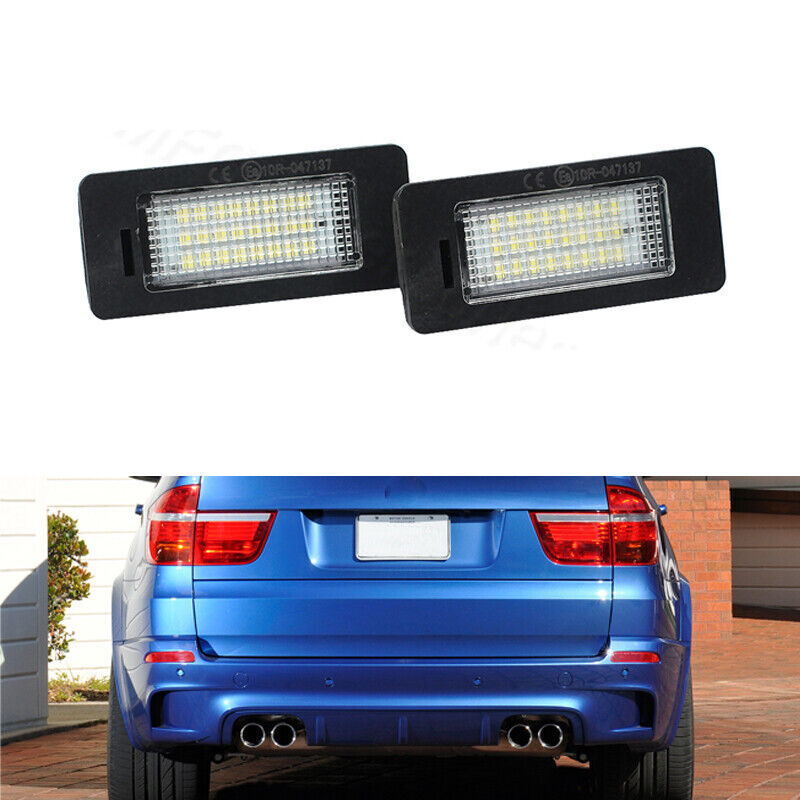 A pair of license plate lights suitable for BMW E39, M5, E70, E71, X5, X6; also suitable for BMW E60 number.