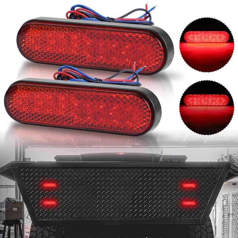 2x Reflector 24LED Red Rear Tail Brake Stop Light Universal Motorcycle Car Truck
