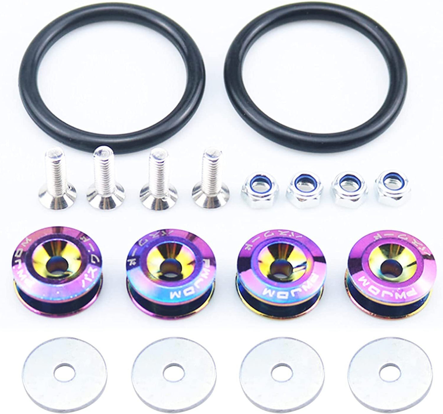 8-piece JDM aluminum quick-release fastener rear bumper fender cover kit