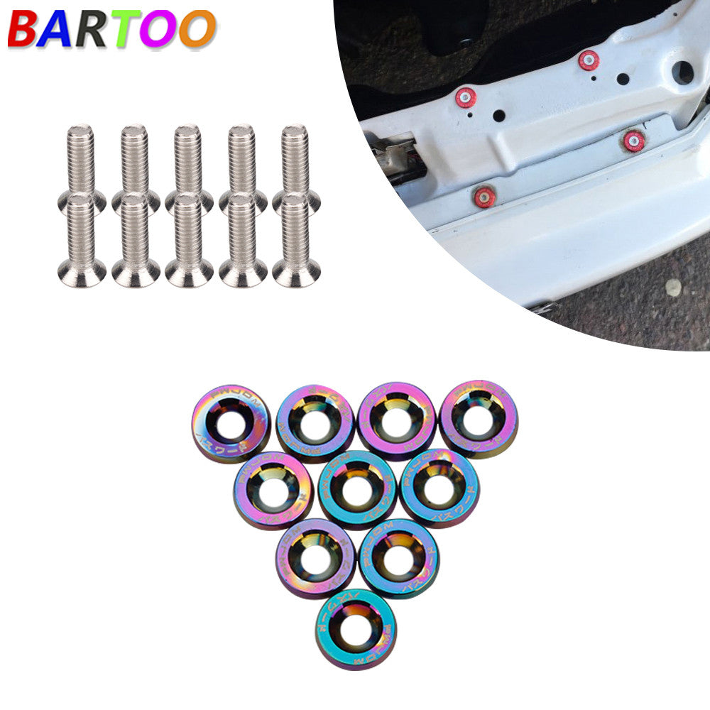 10pcs M6 Car Engine Bumper Fender Washer License Plate Bolt Screws Kit Chrome