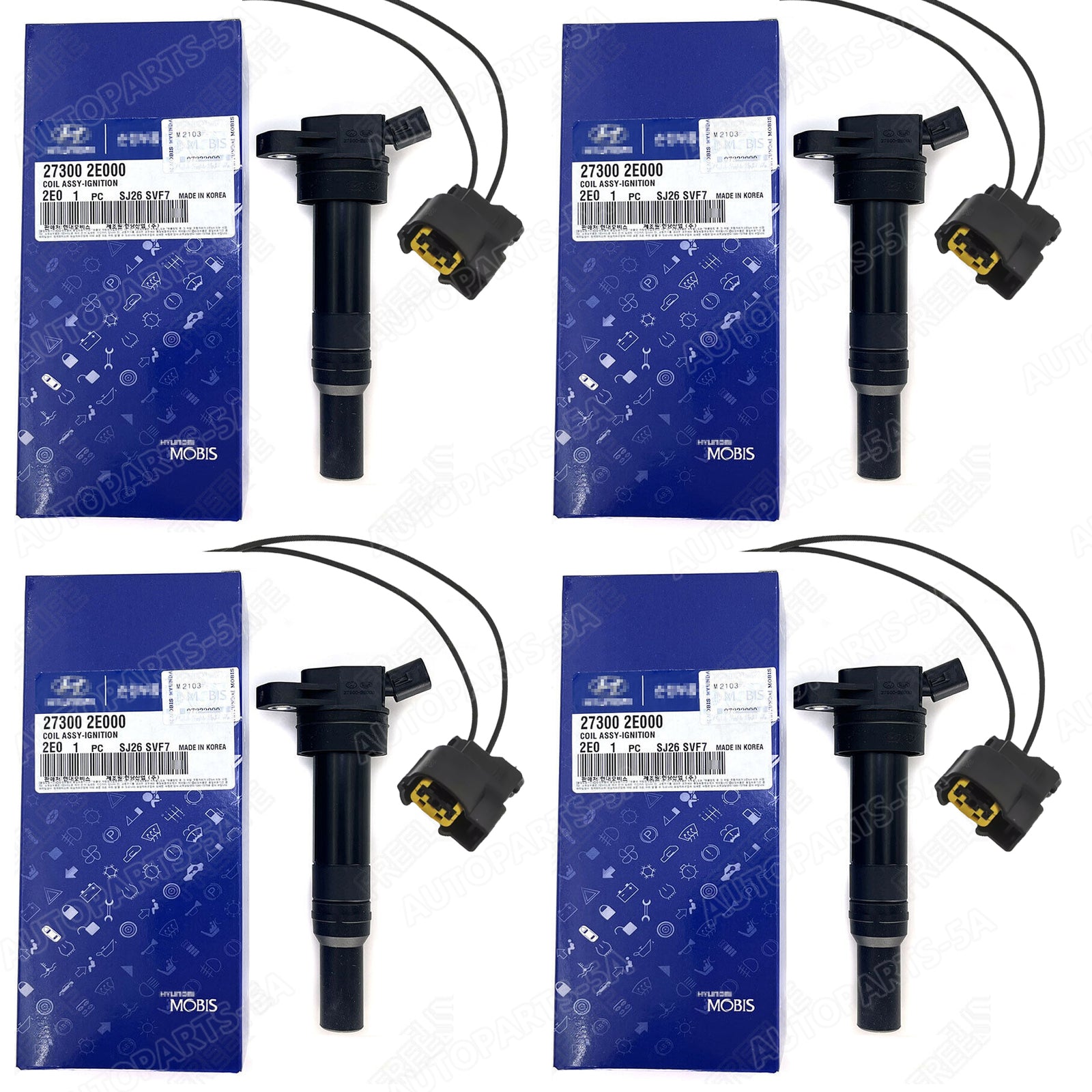 4-piece ignition coil and connector pack suitable for 01-17 for Hyundai for Elantra , for Kia Soul Forte 1.8L, 2.0L