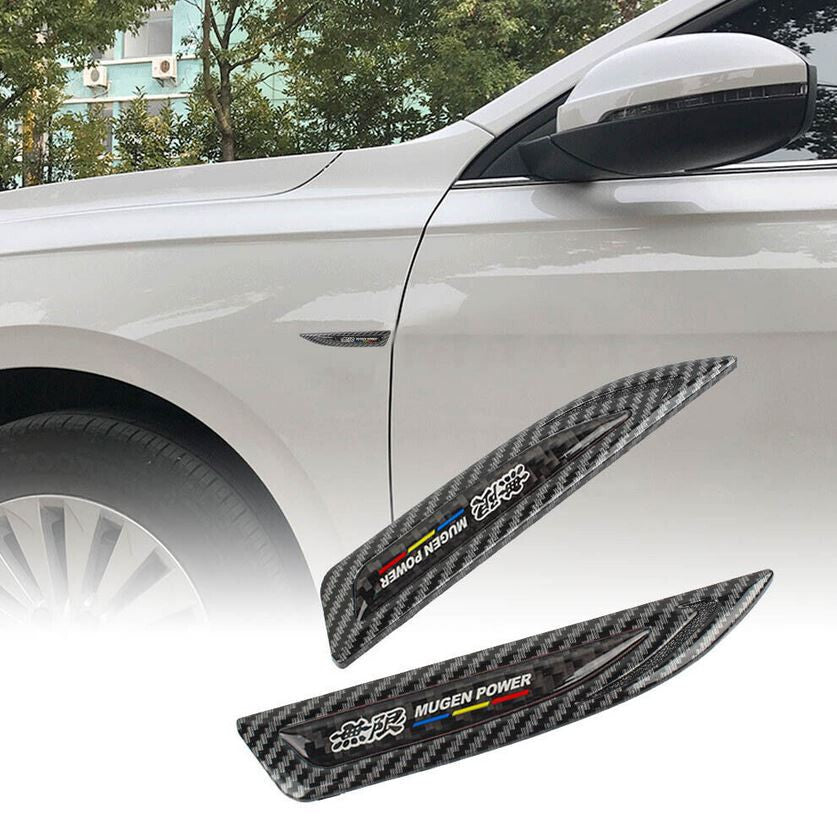 2-piece car side fender badges, rear trunk sticker badges, Mugan black carbon exterior