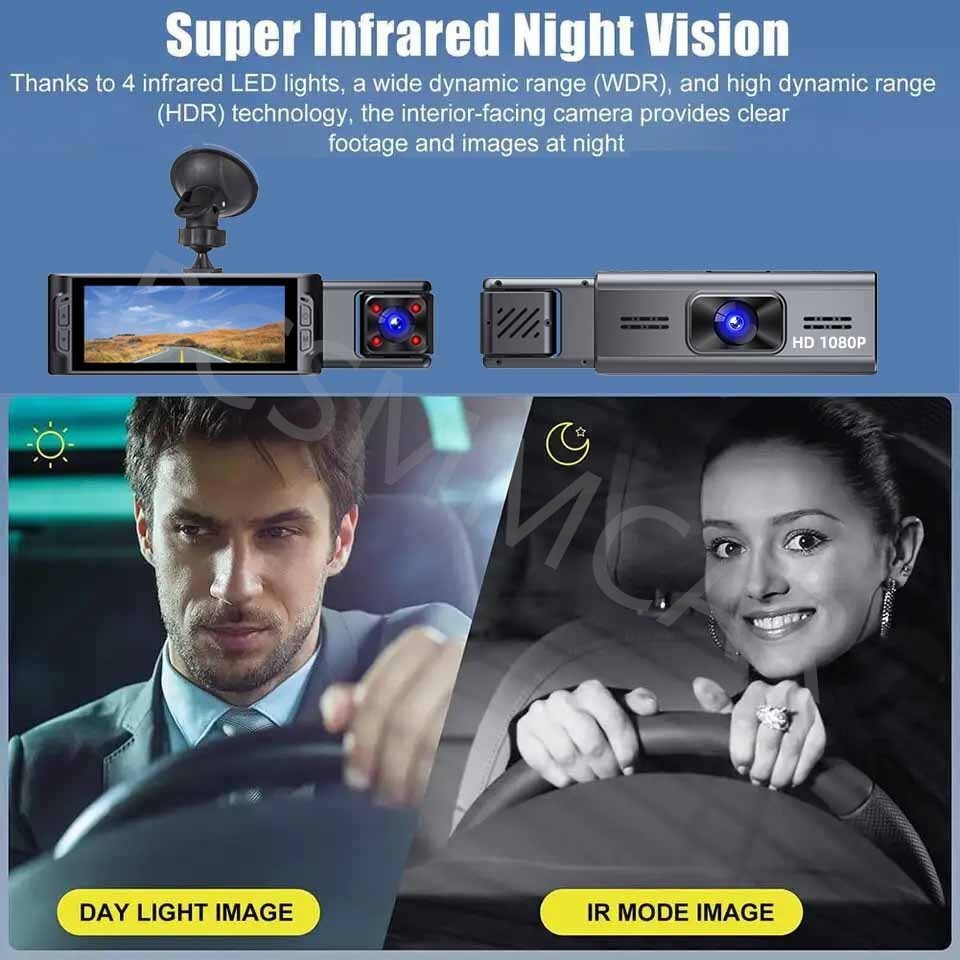 Wifi 3.16in 3 Lens HD Car DVR Rearview Video Dash Cam Recorder Camera G-Sensor