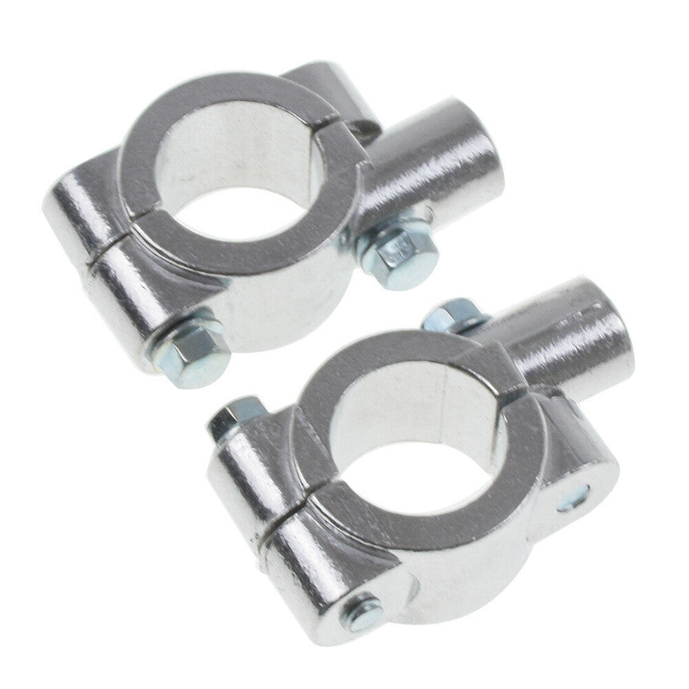 22MM 8mm Handlebar Mirrors Mount Holder Clamp Adaptor Motorcycle Chrome Pair UK