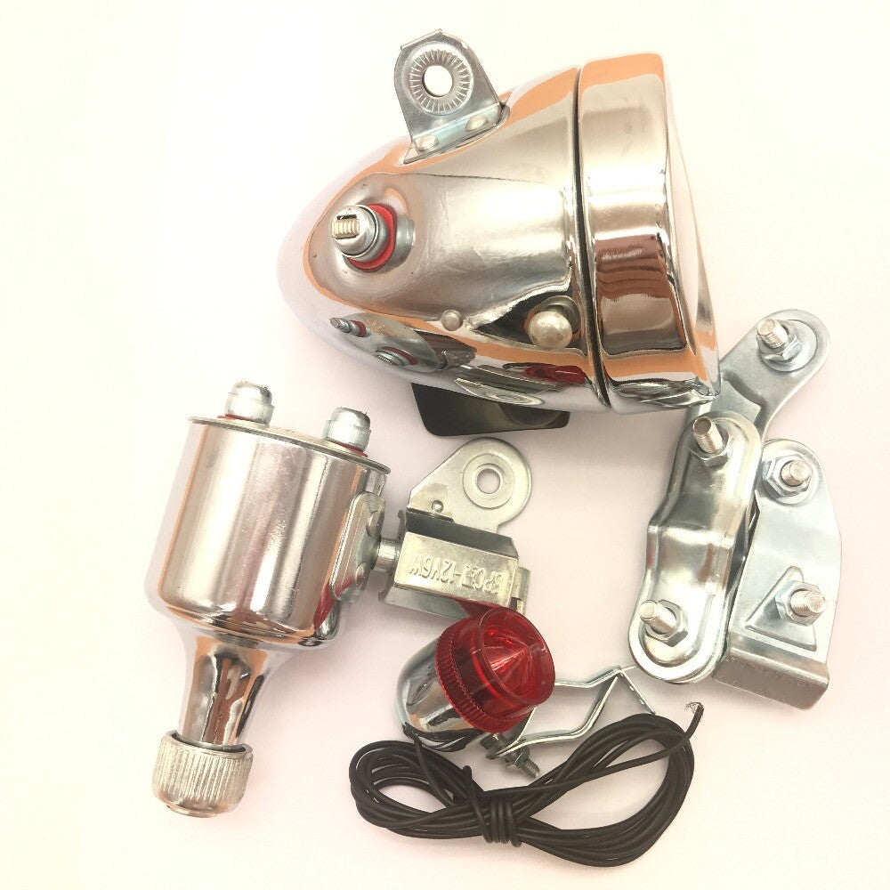 Motorized Bicycle Friction Generator Dynamo Head Tail Light LED Lamp MTB 12V 6W