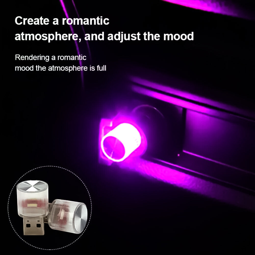 2Pcs 7 Color Car Interior Accessories for Mini USB LED Light Neon Atmosphere Parts