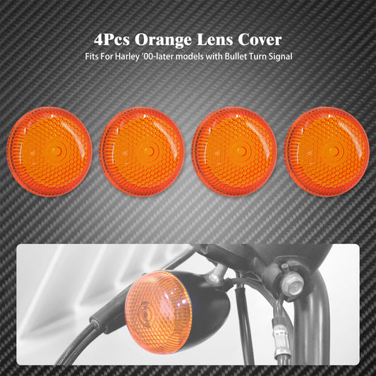 4 Amber Bullet Turn Signals Light Lens Cover Fit for Harley Dyna Softail Touring