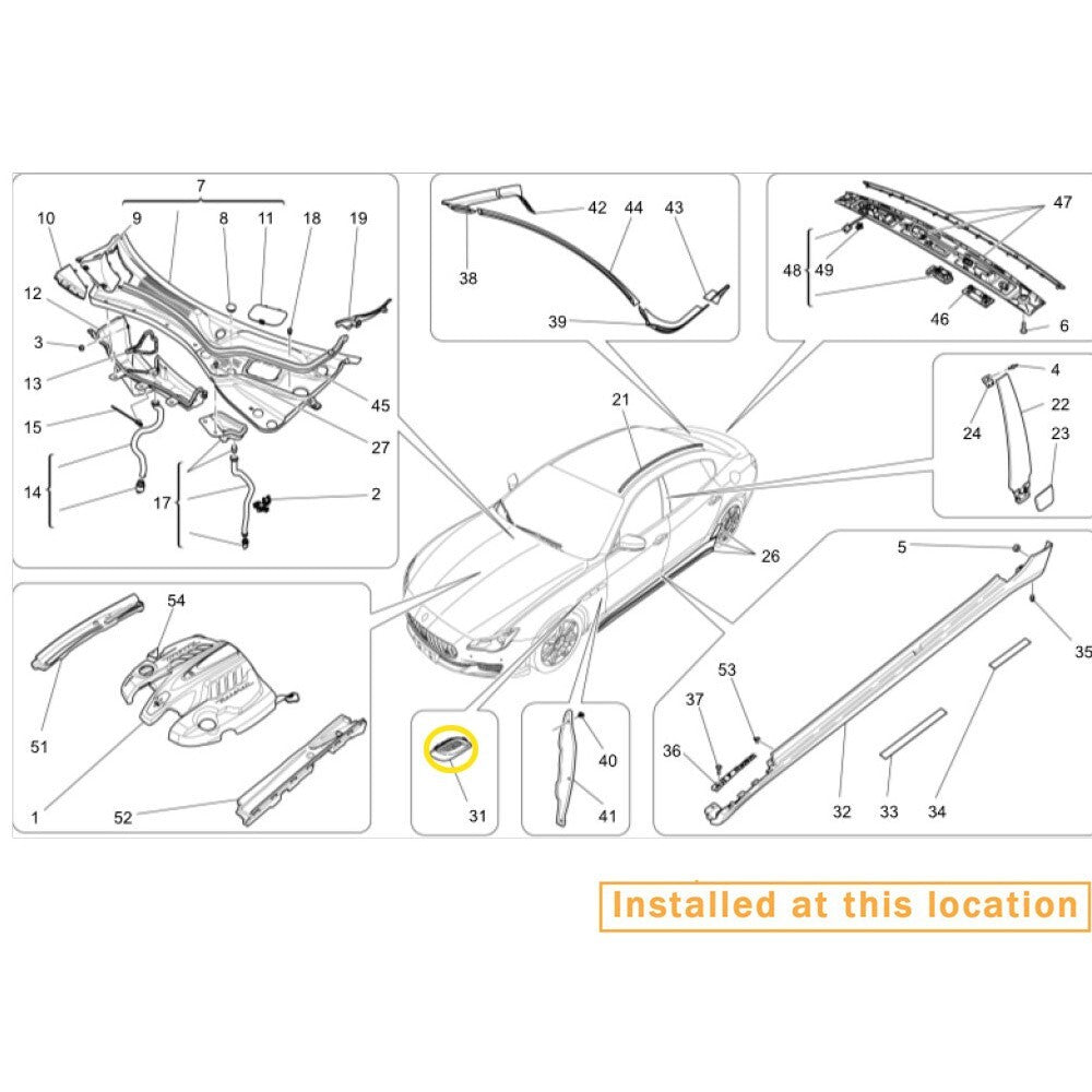 for Maserati Quattroporte front side vents, BB HIT kit. equipment manufacturer: 670013530