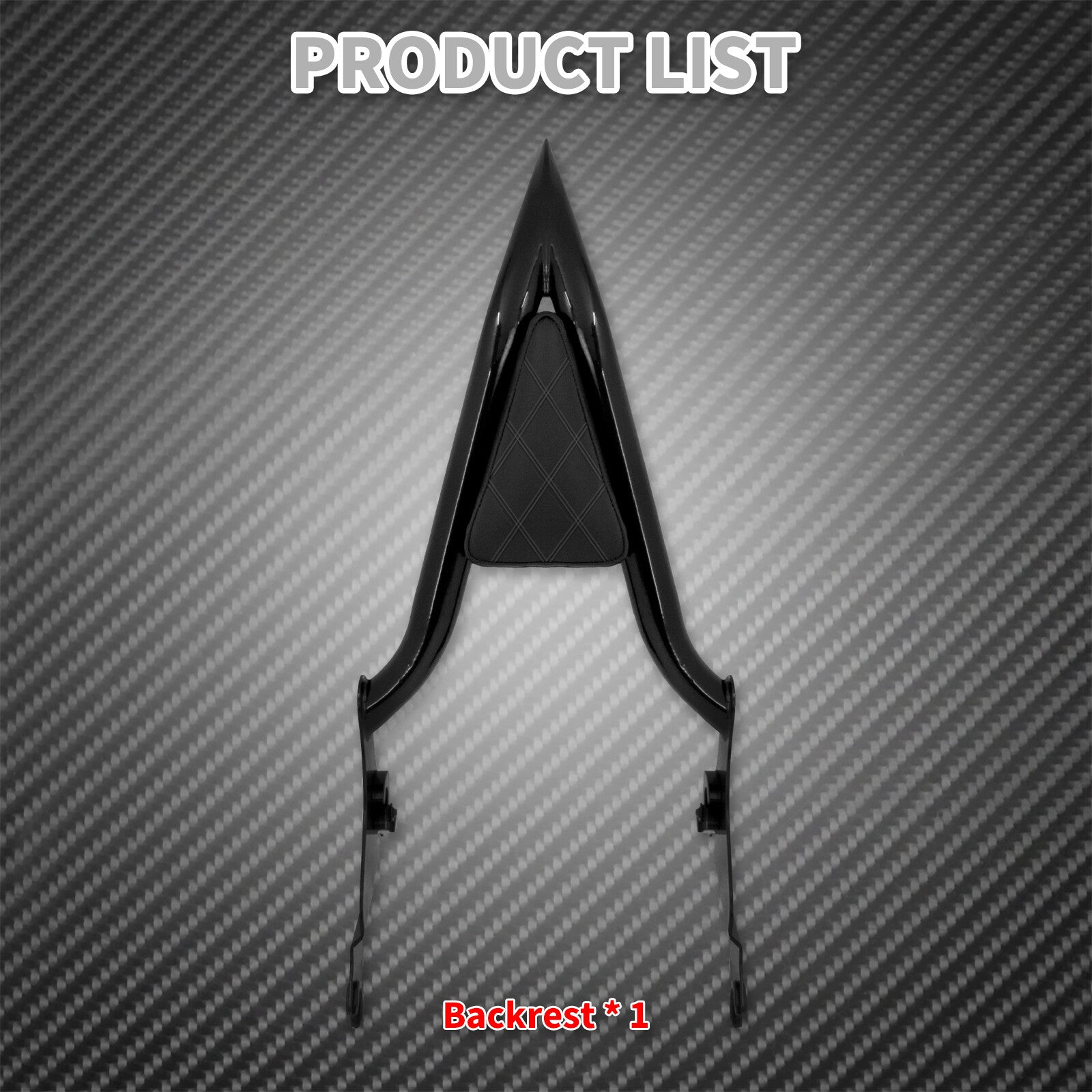 16 Detachable Rear Passenger Backrest Sissy Bar w/ diamond pad Fit for Harley
