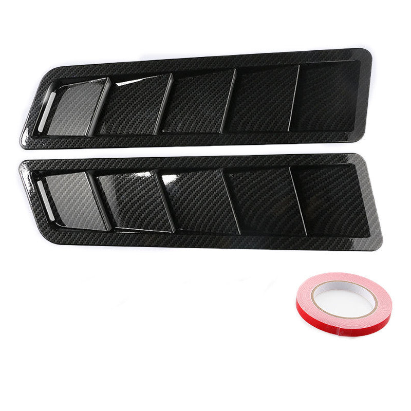 Car Carbon Fiber Hood Vent Intake Louver Air Flow Vent Cover Scoop Bonnet Trim