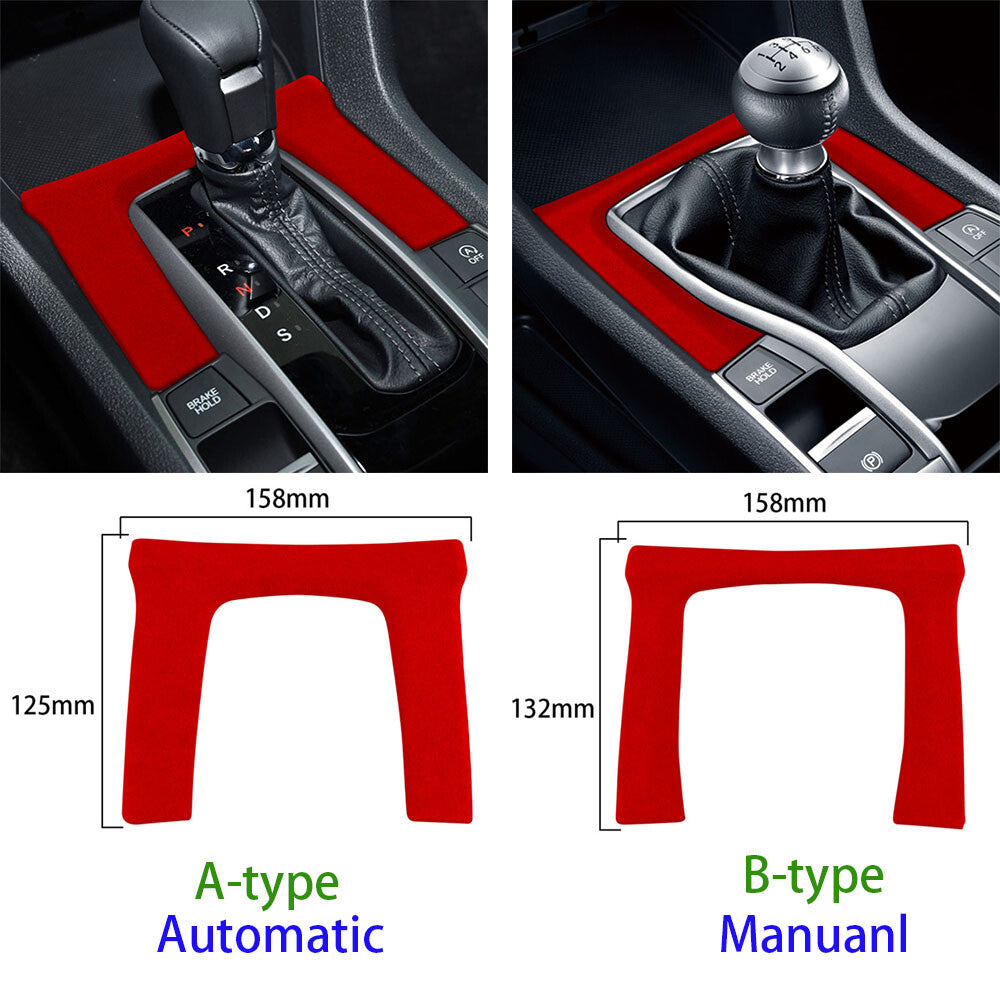 Suede Wine Red Automatic Gear Shift Panel Cover Fit for Honda for Civic 10th 2016-21