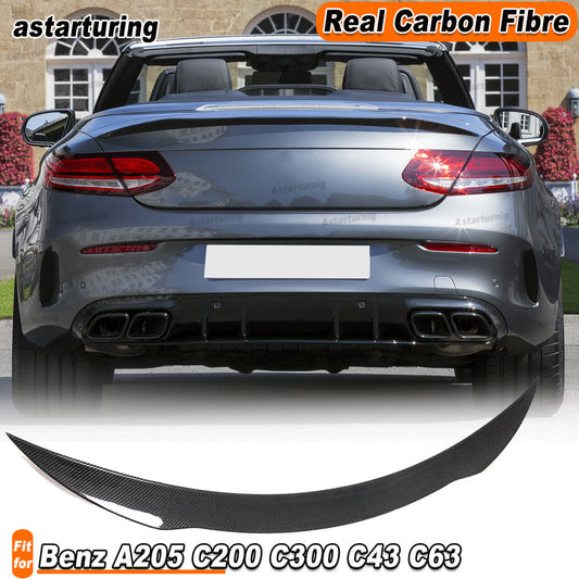 REAL CARBON for Benz A205 C200 C300 C43 C63 Convertible Rear Trunk Spoiler Wing