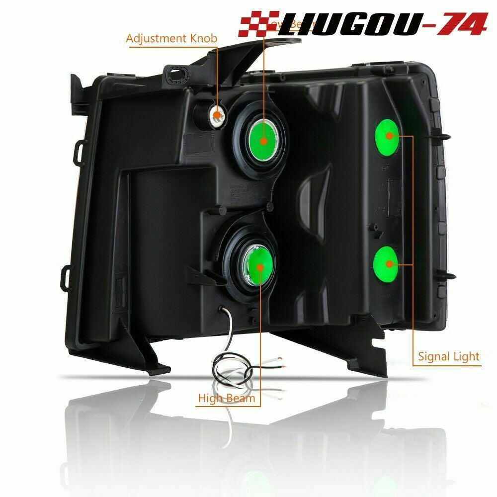 Suitable for Silverado 2007 - 14 Black housing, clear lens, LED DRL strip headlights (USA)