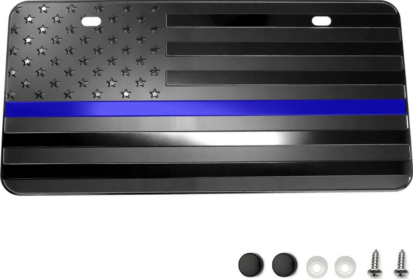 Car license plate cover, frame cover, trunk black and blue American flag for Cadillac