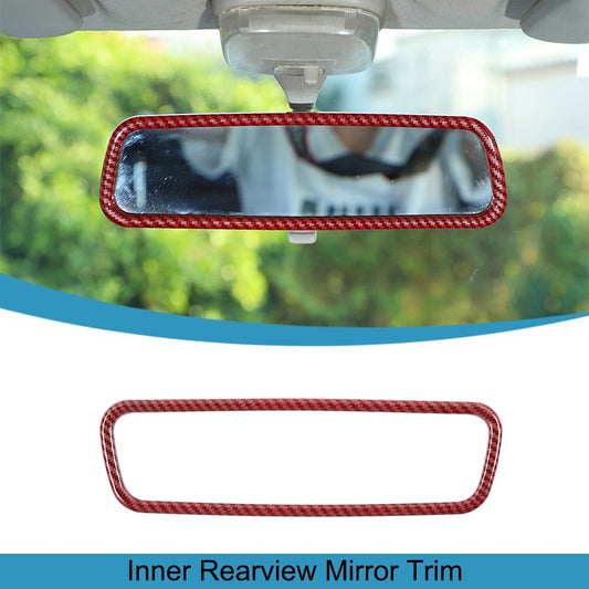 Red Carbon Fiber Inner Rearview Mirror Cover Trim for Suzuki for Jimny 2019-2023 ABS