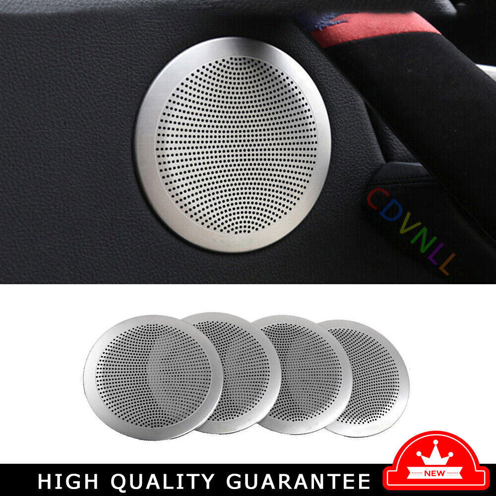 Inner Door Speaker Ring Cover Trim 4P for BMW 3 4 Series 2014-2018 Silver Steel