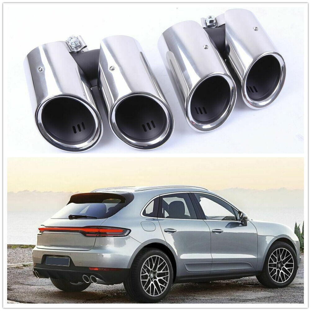 2pcs Silver Steel Exhaust Muffler Pipe For 2019-2023 for Porsche Macan Gts 2.0t Mo