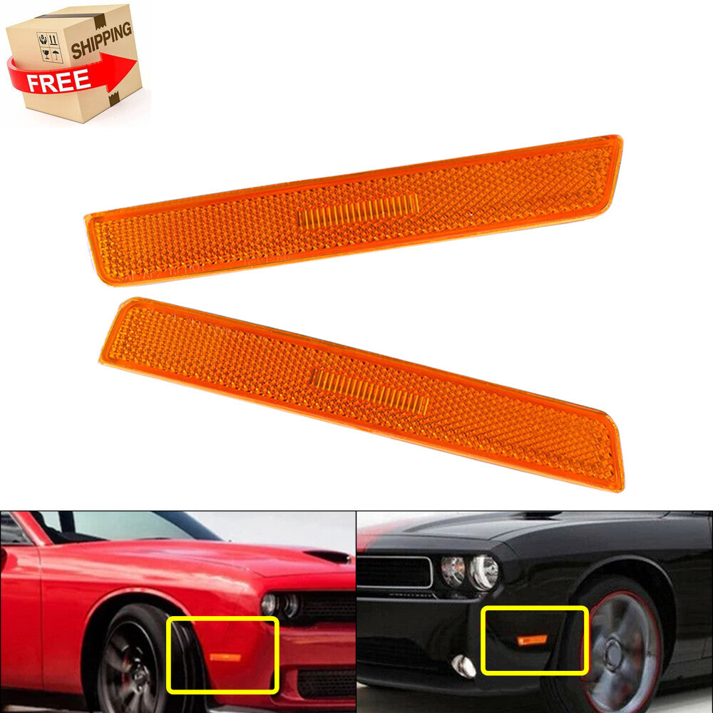 Pair Amber Lens Front Bumper Side Marker Lamp Light for Dodge for Challenger 2015-20