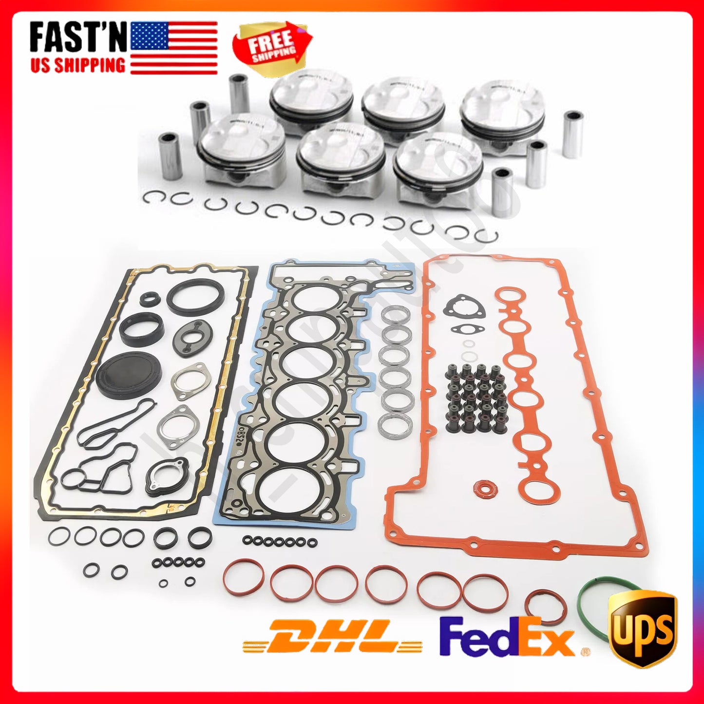 Engine Gaskets Seals Kit Piston Ring Kit for BMW 323i 525i N52 2.5L N52B25