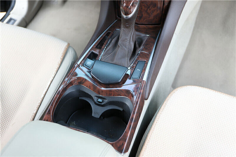 for Cadillac SRX 2010-15 Wood Grain Middle Console Water Cup Holder Frame Trims