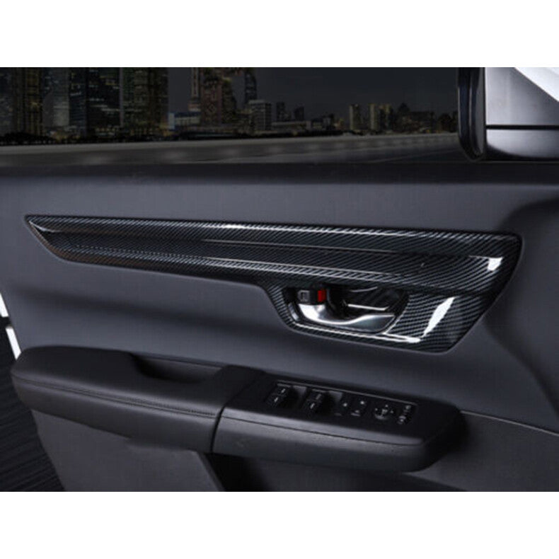for Honda CR-V CRV 2023-2024 Carbon Fiber Inner Door Bowl Panel Strap Cover Trim