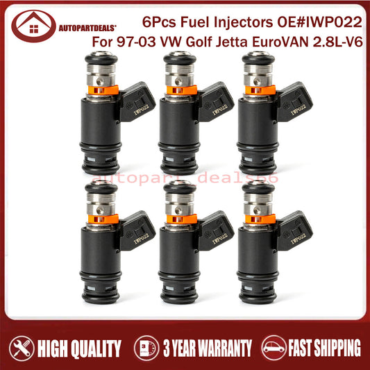 6X New Fuel Injectors 97-03 for VW for Golf for Jetta EuroVAN 2.8L-V6 IWP022 021906031D