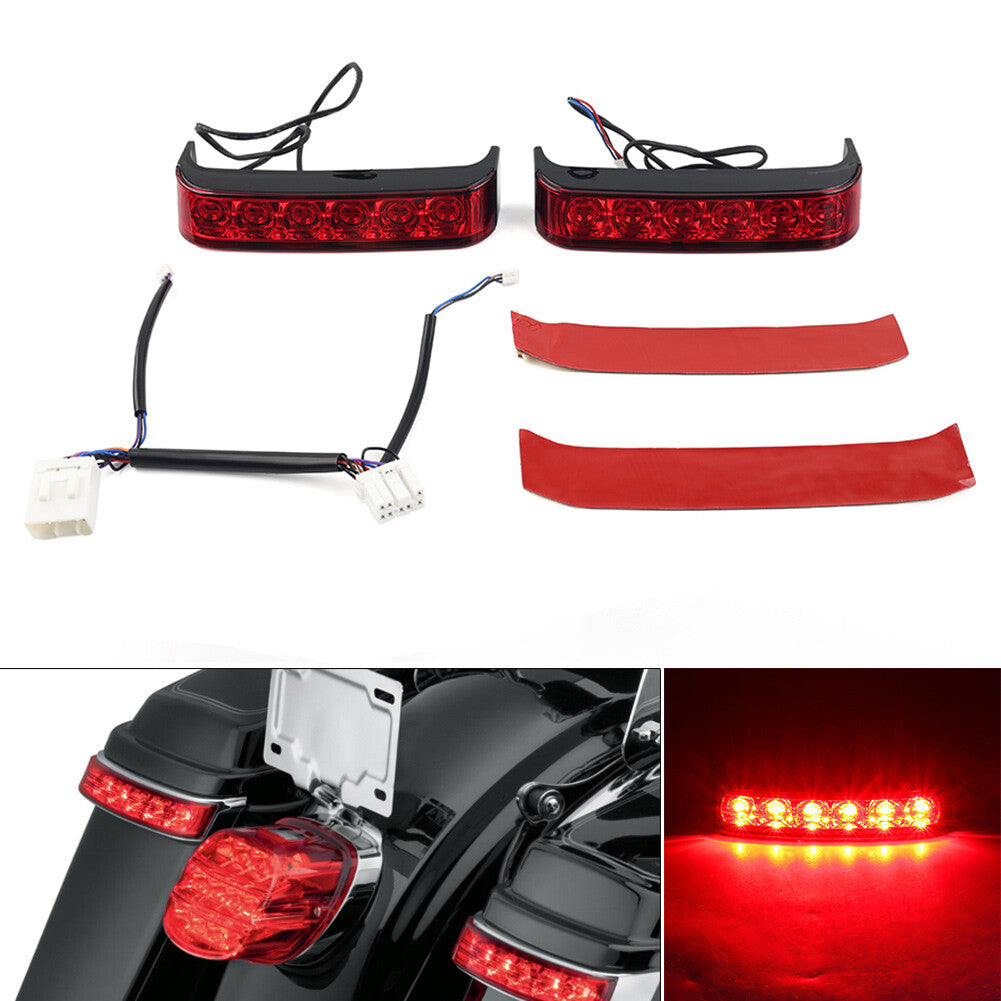 Saddlebag Run/Brake/Turn Tail Light Black Housing LED Red Len Fit for Harley 09-13