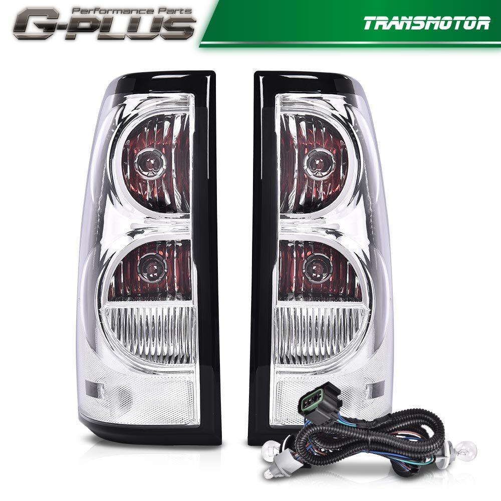 A pair of taillights and brake lights with chrome accents are suitable for 03-06 for Chevrolet Silverado 1500 2500 3500