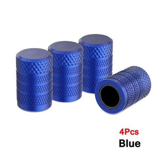 4-piece universal blue tire valve cover rod air dust cover for Chevrolet