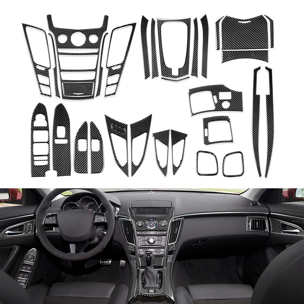 Carbon Fiber Full Interior Kit Cover Trim for Cadillac CTS Sedan Wagon 08-13