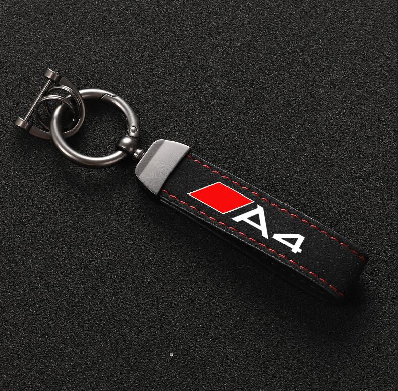 gift accessory for Audi S Line car keychains/rings, black and red.