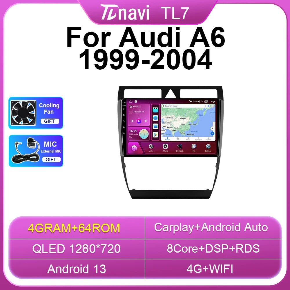 for Audi A6 C5 S6 RS6 1999-2004 Android Car Radio CarPlay Multimedia Player GPS