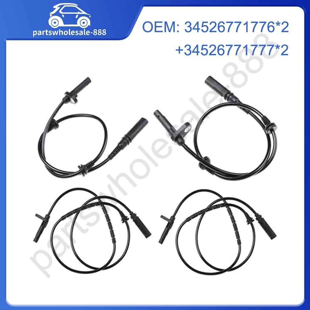 Four-piece front and rear ABS wheel speed sensor set for BMW X5, X6, E70, E72, E71, F15, and F16.
