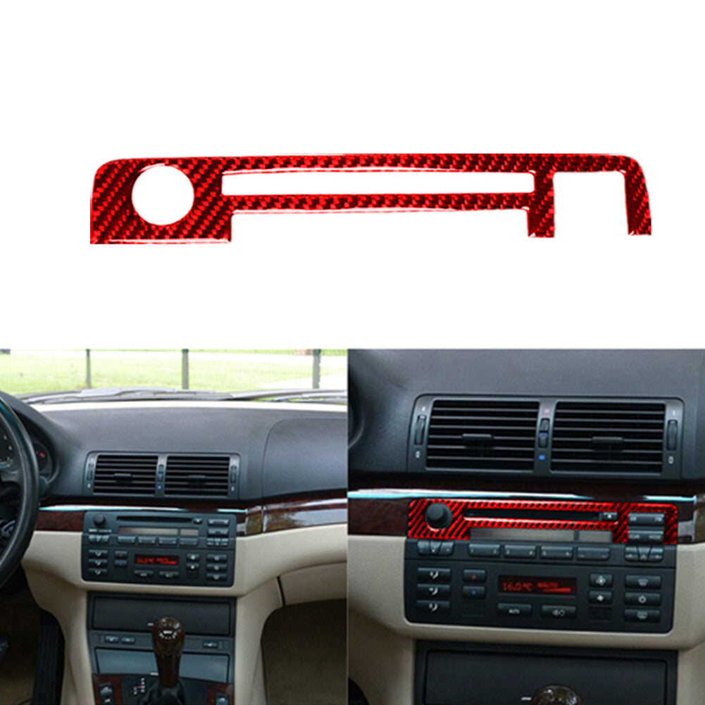 Red carbon fiber center console CD trim for BMW 3 Series E46 1998-2005