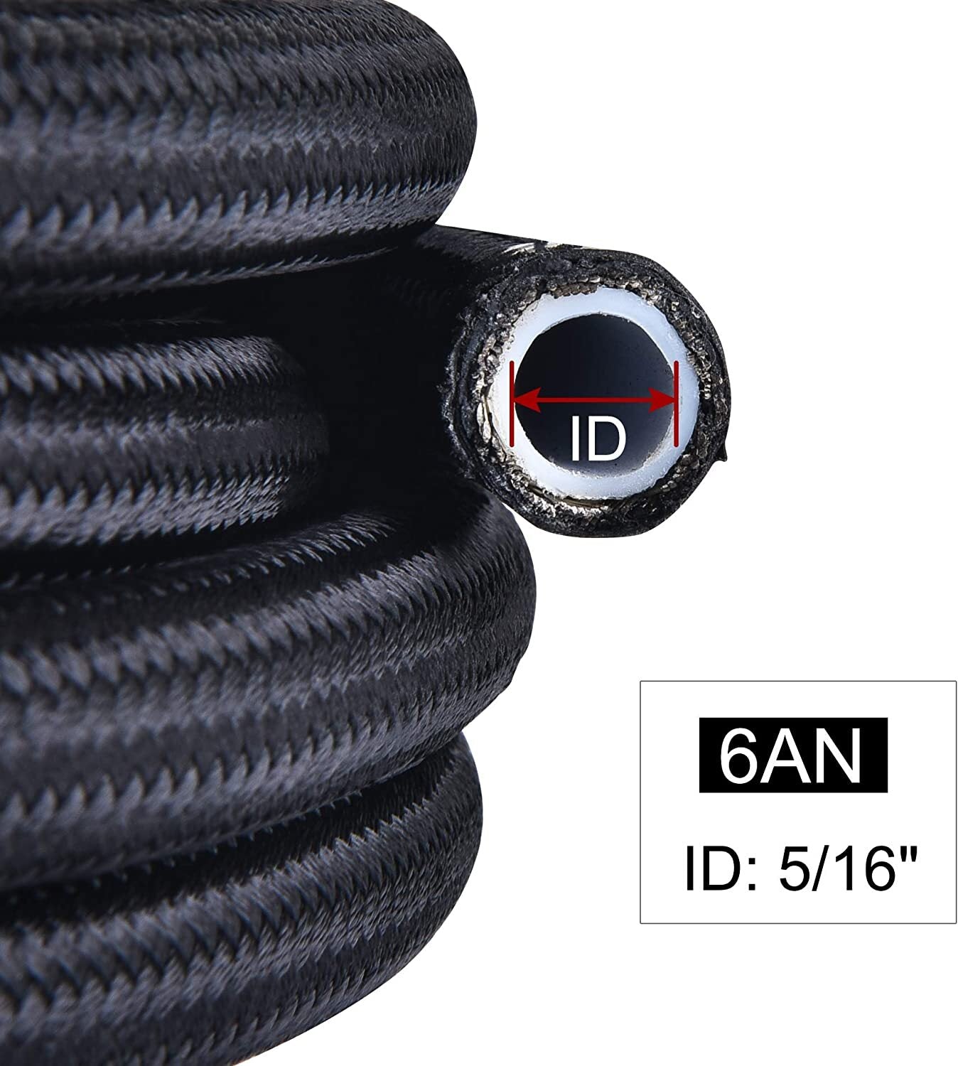 6AN Black Teflon E85 PTFE Fuel Wire 33ft 20 Accessory Hose E85 AN6 Fuel Wire Kit