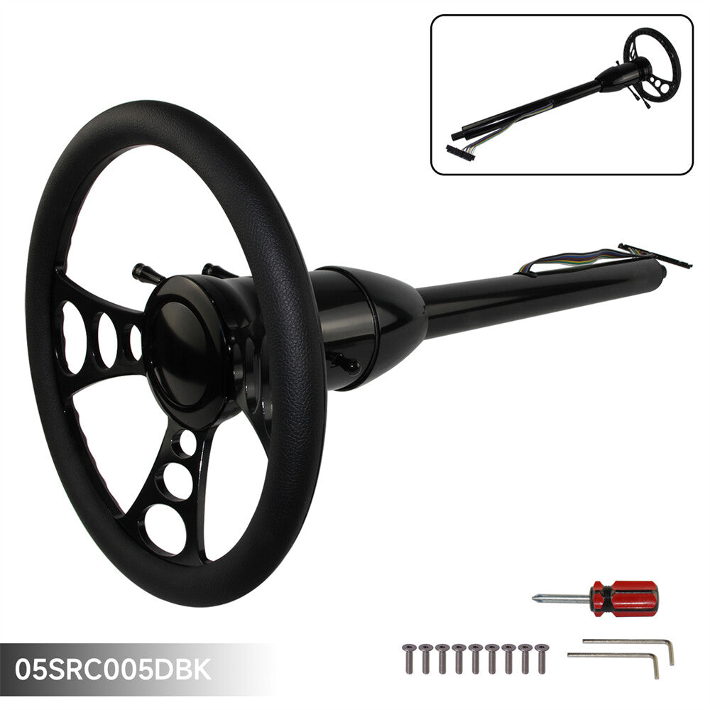Universal GM 30'' Tilt MT Manual Steering Column w/9 Bolt Steering Wheel Black
