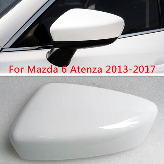 White Left Rearview Door Mirror Cover Shell Cap Fit for Mazda 6 Atenza 2013-2017