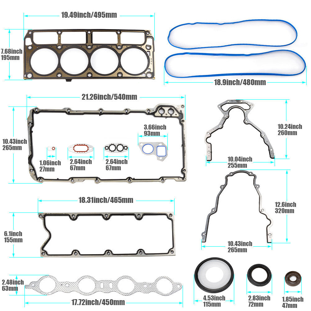 Set of 1 For GM for Chevy for GMC LS1/LS6/LQ4/LQ9/4.8/5.3/5.7/6.0L Gasket Sealing Kit