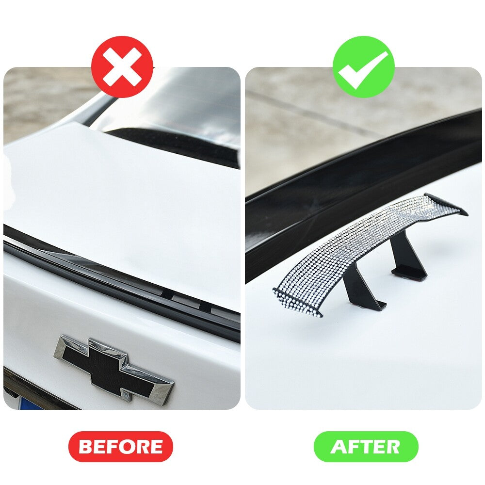 6.89inch for Mini Universal Decorative Spoiler Wing for All Car White Rhinestone