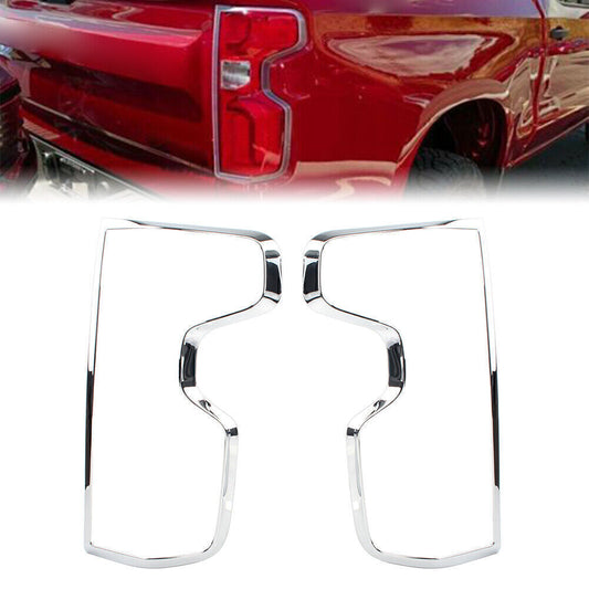 2X ABS Chrome Rear Tail Light Cover Trim Fit for Chevrolet Silverado 1500 2019-2020