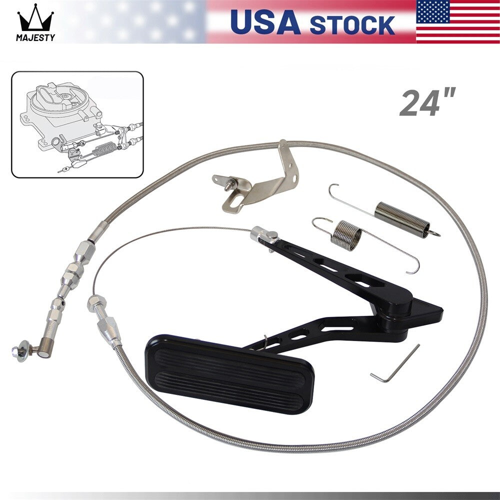 Universal Gas Pedal +24 SS Throttle Cable Bracket Spring Kit Hot Rod for Chevy for Ford