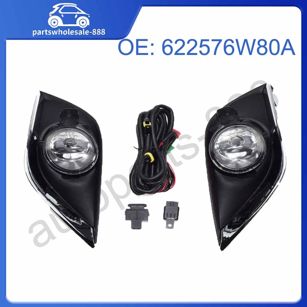 622576W80A Transparent Lens Fog Light with Bezel Wiring Switch Relay Suitable for Nissan Versa