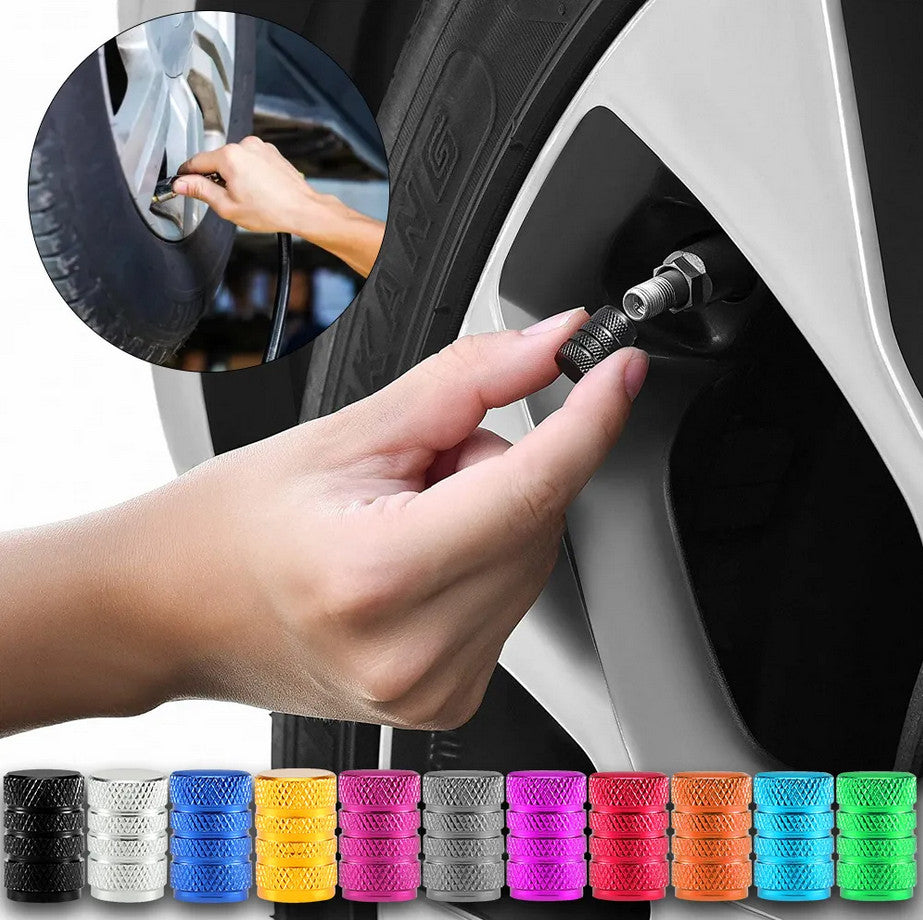 4-piece car tire valve cover rod air dust cover, dustproof and rustproof, blue, suitable for Cadillacs.