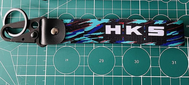 Car keychain/ring with lanyard, HKS black, suitable for Honda and for Acura .