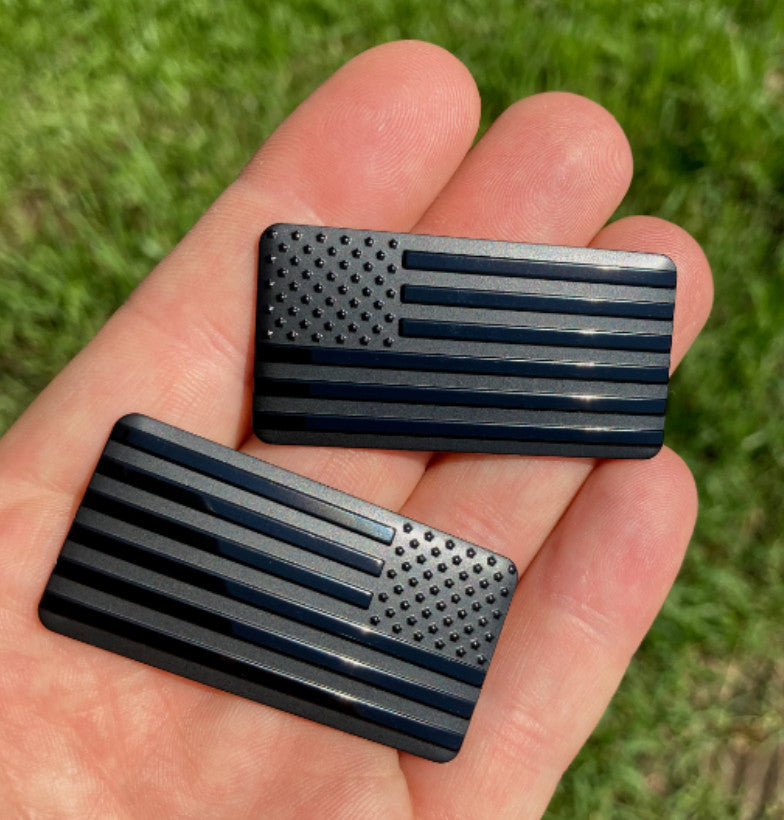 Car side fender rear trunk badge sticker American flag black for Chevrolet 2-piece set