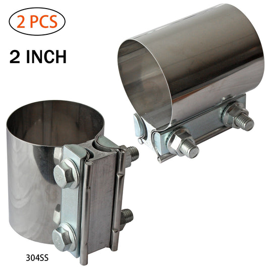 2-Pack 2-inch Exhaust Clips with Stainless Steel Muffler Strips for US Exhaust Systems