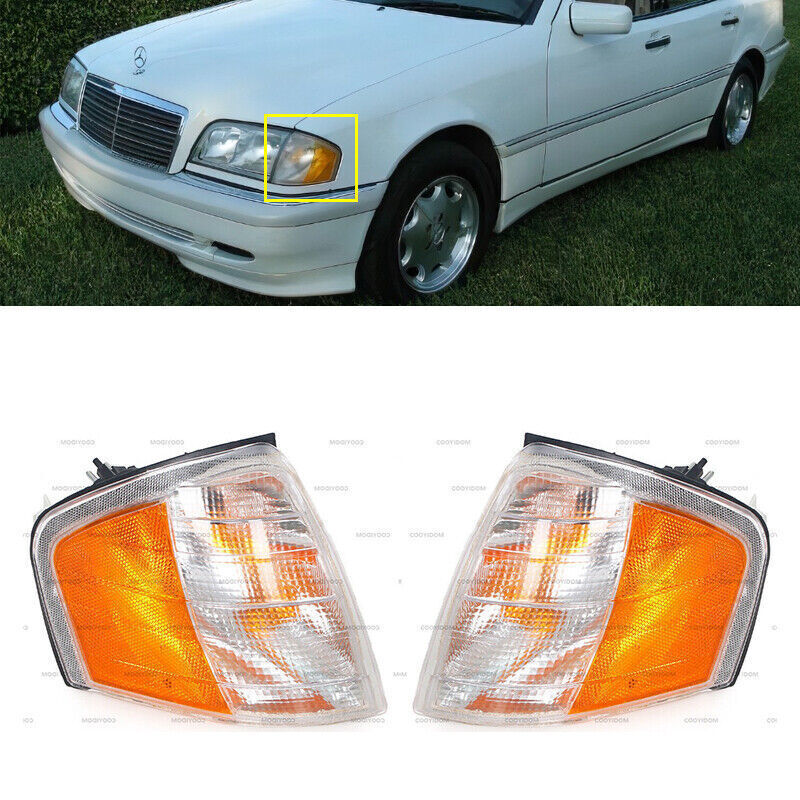 for Mercedes-Benz C Class C220 1994-2000 Pair Front Corner Lamp Turn Signal Lamp