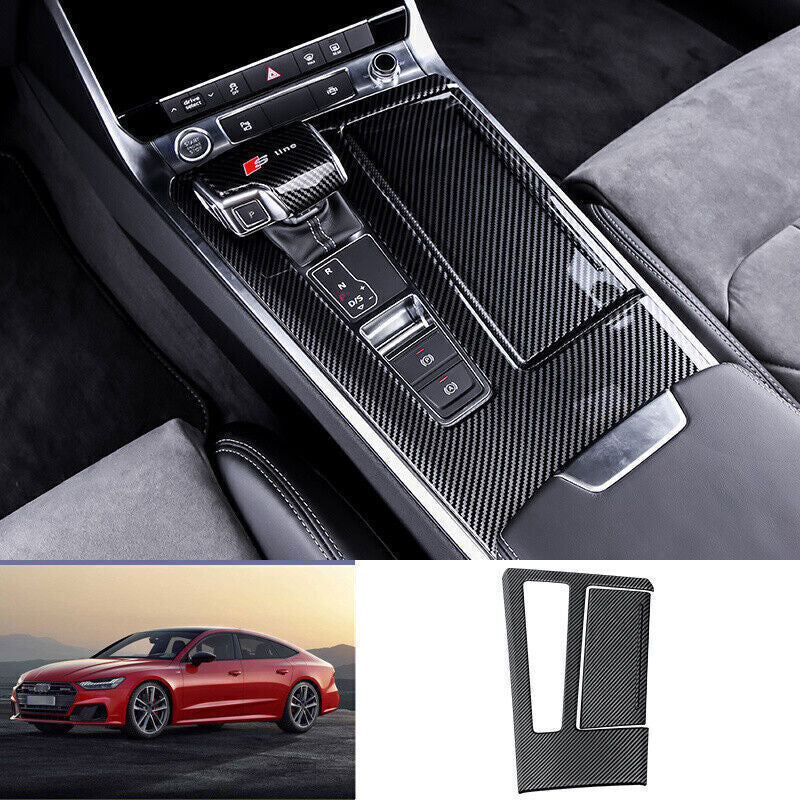 for Audi A6 A7 2019-2024 Carbon Fiber Steel Center Console Gear Shift Panel Trim
